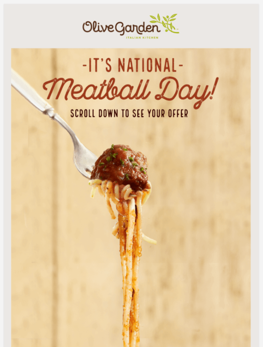 Email Newsletter Design Olive Garden